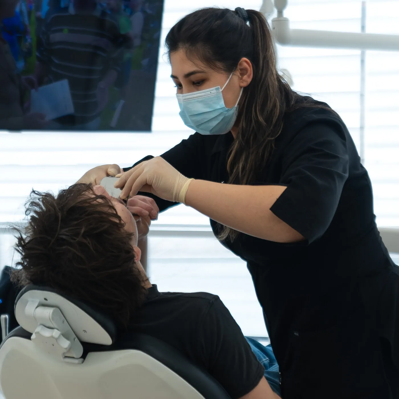 Dental examination in progress